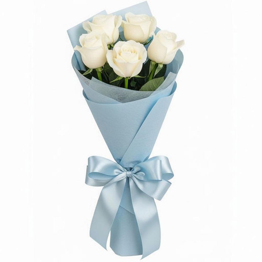 Букет 5 Белых роз Проуд в Октябрьском Удмуртской республики