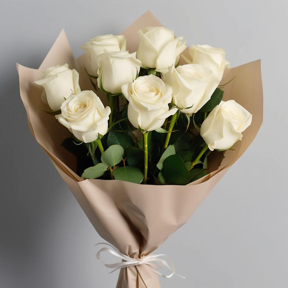 Букет 9 Белых роз Эдлесс Лав в Октябрьском Удмуртской республики