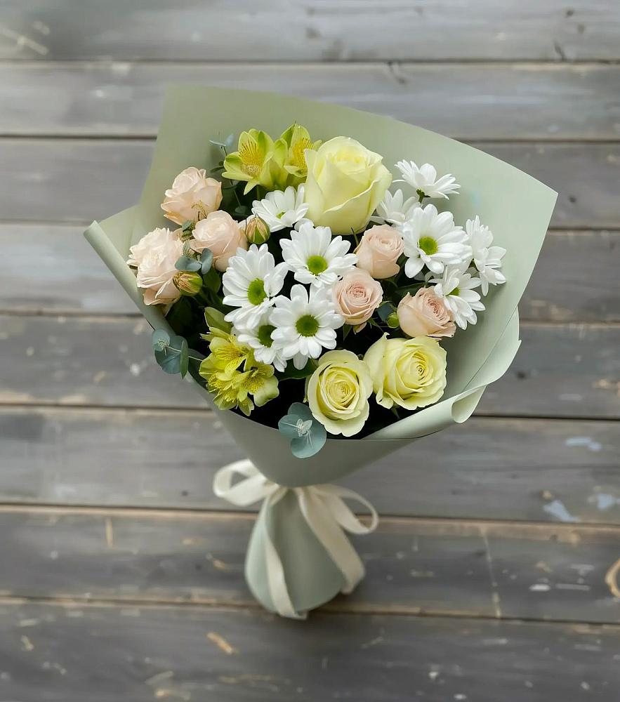 Букет цветов из: Альстромерии, Розы и Хризантемы в Октябрьском Удмуртской республики
