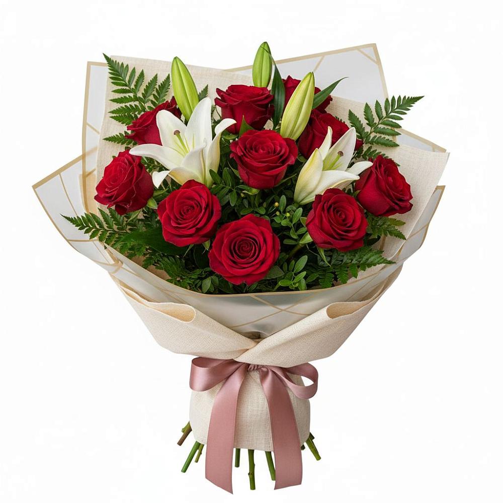 Букет цветов из: Лилии и Розы в Октябрьском Удмуртской республики