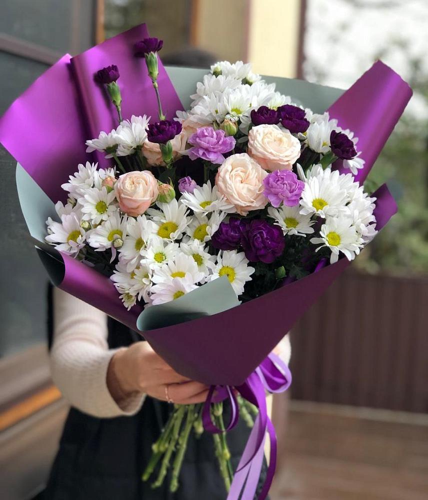 Букет цветов из: Хризантемы, Гвоздики и Розы в Октябрьском Удмуртской республики