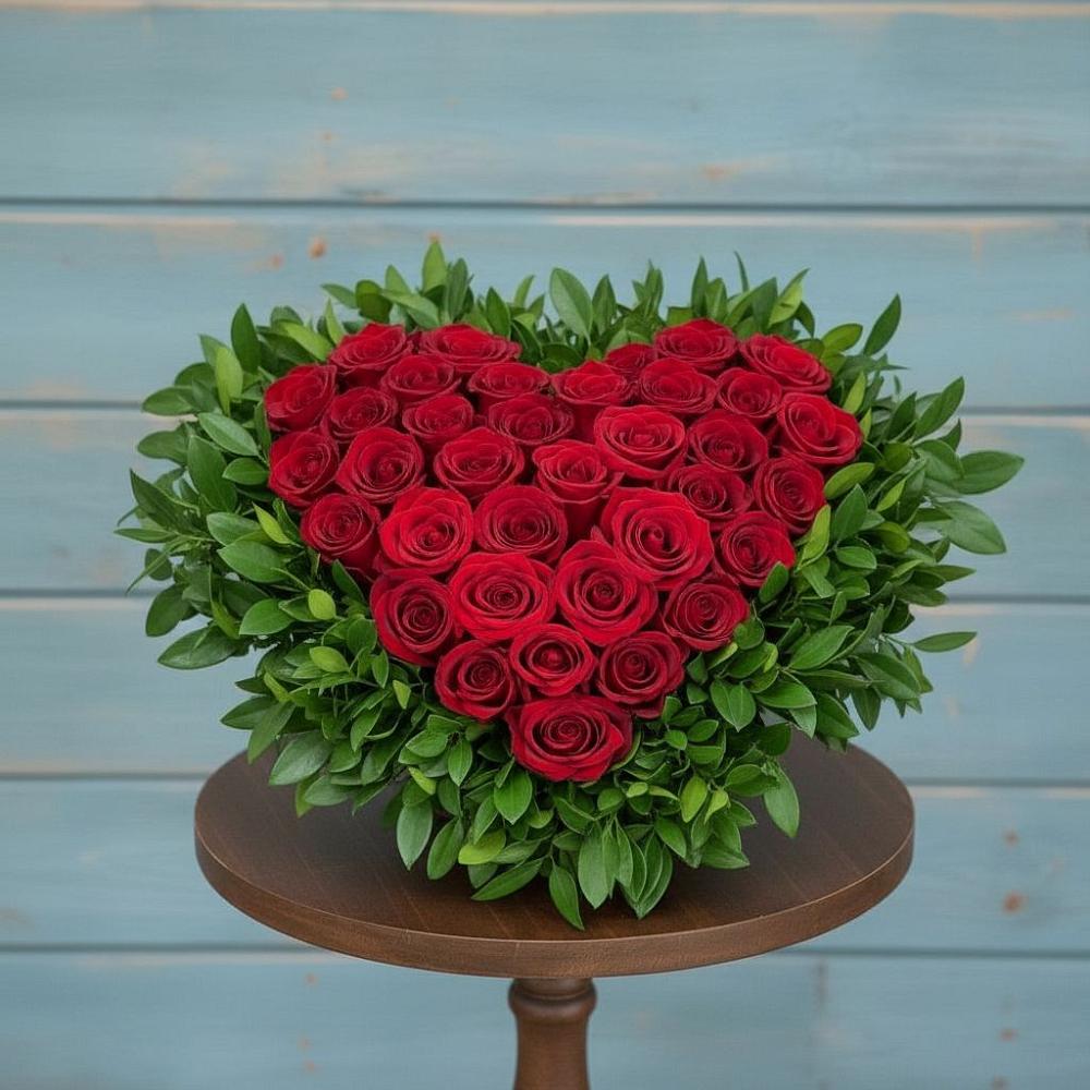 Цветочная композиция из Розы в виде сердца в Октябрьском Удмуртской республики