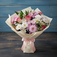 Букет цветов из:  Хризантемы, Альстромерии и Розы в Октябрьском Удмуртской республики