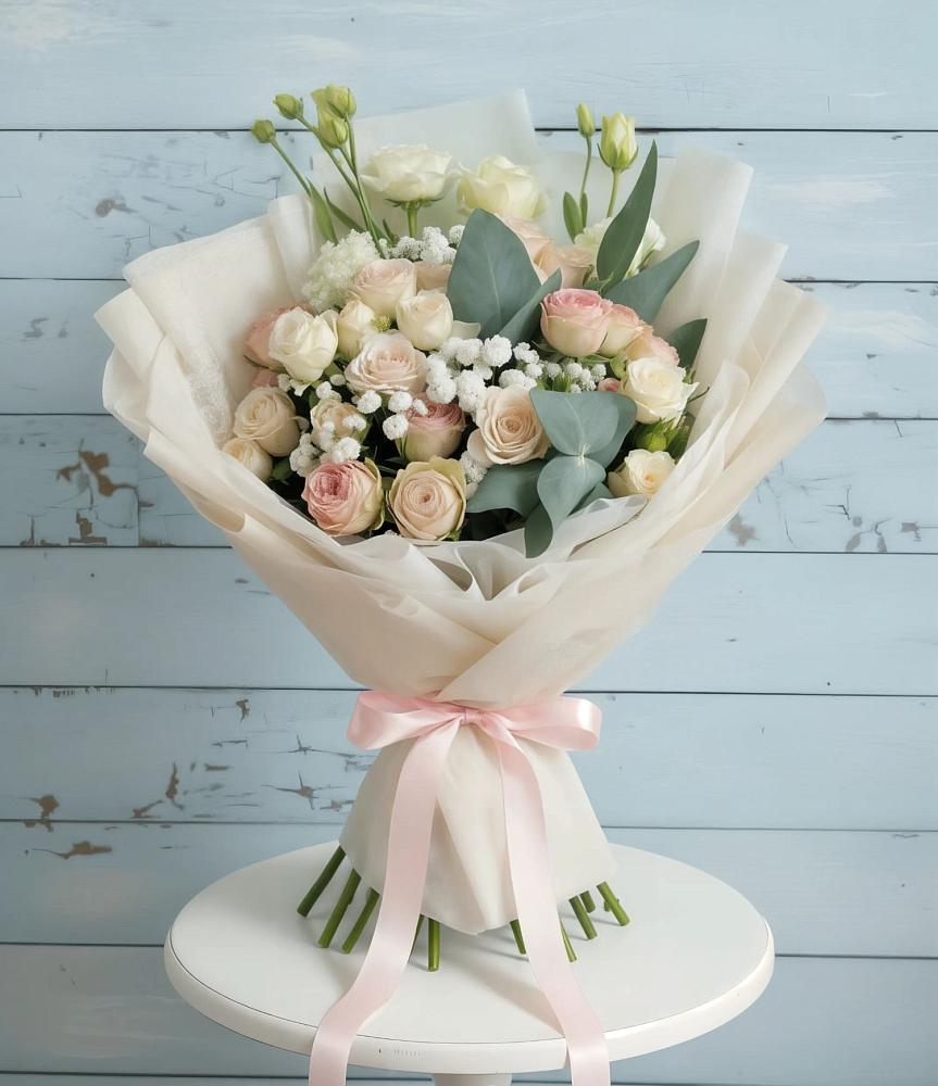 Букет цветов из: Розы и Лизиантусы в Октябрьском Удмуртской республики