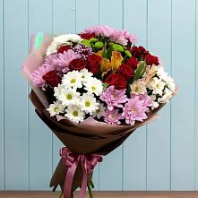 Букет цветов из:  Розы, Хризантемы и Альстромерии в Октябрьском Удмуртской республики